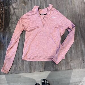 Nike Women's Light Pink Quarter-Zip Long-Sleeve Shirt